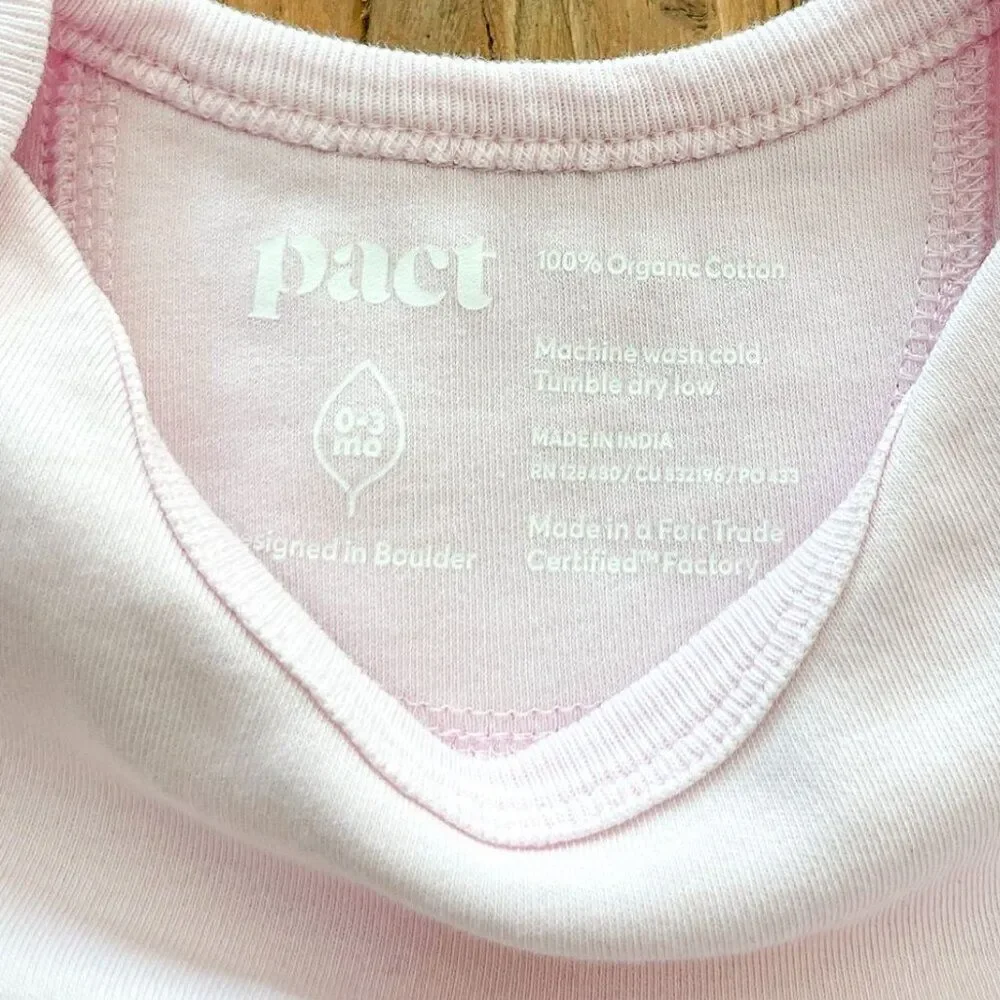 Pact Light Pink Short Sleeve Bodysuit Size 0-3M